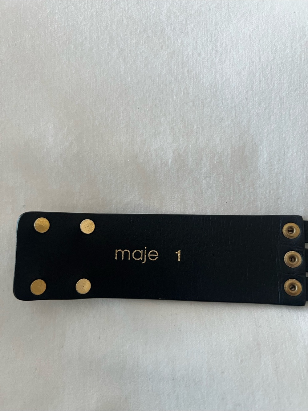 Maje Black Leather belt with Gold and Silver tone accents - Size 1 - Picture 2 of 8